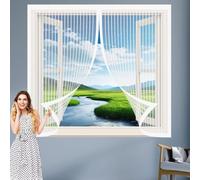 Window Fly Screen 60 x 100 cm with Selfadhesive Durable Mosquito Insect Mesh Curtains Easy Installation for Window, Bedroom, Living Room, Kitchen Patio, White