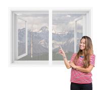 Window Fly Screen 60 x 110 cm with Selfadhesive Window Fly Net Easy Install for Living Room Bedroom Offfice, White