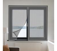 Window Fly Screen 60 x 95 cm Selfadhesive Tape Magnetic Window Screen Insect Mesh Custom Size for Living Room Bedroom Offfice, Grey