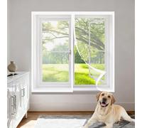 Window Fly Screen 65 x 135 cm with Selfadhesive Adjustable DIY Window Fly Screen Excellent Ventilation While Blocking Bugs for Living Room Bedroom Offfice, White