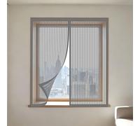 Window Fly Screen 70 x 130 cm Selfadhesive Tape Fly Bug Bee Protection Screen Without Drilling Or Screwing with Self Adhesive Tape for Windows Doors and Patio Screens, Grey