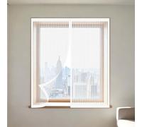 Window Fly Screen 70 x 130 cm Selfadhesive Tape Fly Bug Bee Protection Screen Without Drilling Or Screwing with Self Adhesive Tape for Windows Doors and Patio Screens, White