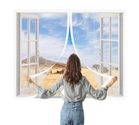 Window Fly Screen 80 x 100 cm with Selfadhesive Window Mesh Insect Screen for Windows Easy Install for Windows Doors and Patio Screens, White