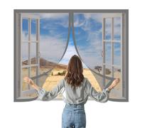 Window Fly Screen 80 x 100 cm with Selfadhesive Window Mesh Insect Screen for Windows Easy Install for Windows Doors and Patio Screens, Grey