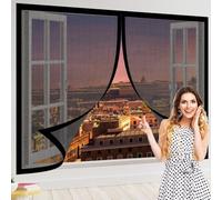 Window Fly Screen 80 x 110 cm Selfadhesive Tape Insect Mesh Mosquito Net Window Easy Installation for Living Room Bedroom Offfice, Black