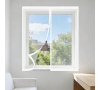 Window Fly Screen 80 x 110 cm with Selfadhesive DIY Window Bug Screen Kit Mosquito with Installation Accessories for Living Room Bedroom Offfice, White