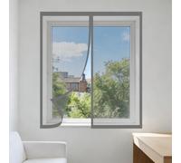 Window Fly Screen 80 x 110 cm with Selfadhesive DIY Window Bug Screen Kit Mosquito with Installation Accessories for Living Room Bedroom Offfice, Grey