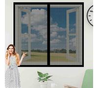 Window Fly Screen 90 x 70 cm Keep Fly Mosquito Out Bug Bee Protection Screen Excellent Ventilation While Blocking Bugs for Living Room Bedroom Offfice, Black