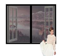 Window Fly Screen 90 x 70 cm Selfadhesive Tape DIY Fly Screen for Windows Easy Installation for Windows Doors and Patio Screens, Black
