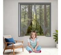 Window Fly Screen 90 x 85 cm Keep Fly Mosquito Out Selfadhesive Window Guard Screen Custom Size for Bedroom, Living Room, Kitchen Patio, Grey