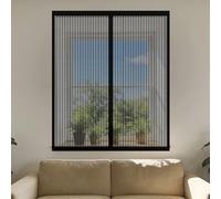 Window Fly Screen 95 x 170 cm Selfadhesive Tape Window Net Magnetic Mesh Fine Mesh Design Prevents Tiny Insects from Entering for Living Room Bedroom Offfice, Black