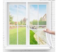 Window Fly Screen, Fiberglass Mesh Mosquito Window Screens Replacement Kit with Zipper, Reusable Window Net for Summer Patio Keep Bugs Out