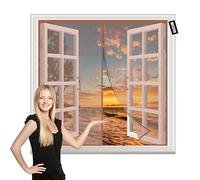 Window Fly Screen Magnetic 50x110cm Brown Magnetic Closure-Keeps Bugs Out Let Breeze in- Pet and Kid Friendly for Kitchen/Bedroom/Room Window