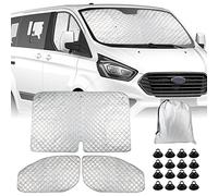 Window Front Screen Cover Compatible with Ford Transit Custom 2012-2022, 3PCS Sunshade Windscreen Protection Set, Internal Thermal Blind Window Set with Storage Bag, 100% Occlusion
