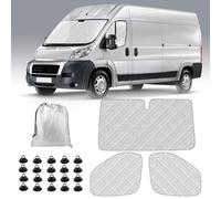 Window Front Screen Cover Compatible with Peugeot Boxer Fiat Ducato 2006-2025, 3PCS UV-Proof Thermal Blind Set Foldable Front Windscreen Cover with Storage Bag, Internal Blackout Privacy