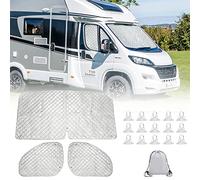 Window Front Screen Cover Compatible with Peugeot Boxer Fiat Ducato 2006-2025, 3PCS UV-Proof Thermal Blind Set Foldable Front Windscreen Cover with Storage Bag, Internal Blackout Privacy