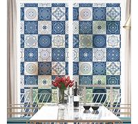 Window Frosting Film Blue Mandala Window Film Privacy Patterned Frosted Glass Film for Windows Stained Glass Window Film Self Adhesive Roll Bathroom Living Room 80×120cm