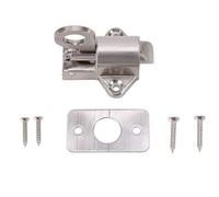 Window Gate Security Pull Ring Spring Bounce Door Bolt Aluminum Latch Lock Zinc Alloy Automatic Door Bolt for Doors Gates Windows Silver 46x50x44mm