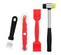 Window Glass Tool Kit, Including Leather Strip Press Wheel + Rubber Strip Shovel + Black Curved Shovel + Double-Head Rubber Hammer, Multi-Functional Hand Tools, Window Installation Tools