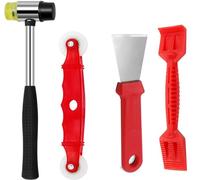Window Glazing Tool Kit - 4 pcs Heavy Duty Glazing Tools: Ruber Hammer, Shovel Paddle for Glazing/Deglazing, Red Window Roller,&Steel Scraper for Windows, Doors