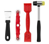 Window Glazing Tool Kit, 4PCS Heavy-Duty Glazing Tools, Red Window Roller, Plastic Shovel for Windows, Doors Hand Tool Sets,Dual Head Plastic and Rubber Hammer Metal Mallet