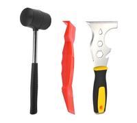 Window Glazing Tool Kit, Window Bead Removal Tool, Glazing Tools with Multi-Purpose Knife Chisel (12-in-1), Rubber Mallet and Glazing Paddle（3 Items）