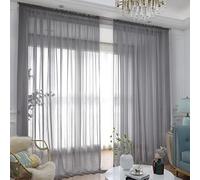 Window Gray Sheer Curtains 108 Inches Long 2 Panels Sheer Curtain Basic Rod Pocket Panel for Bedroom Children Living Room Yard Kitchen (Gray, 52" W x 108" L | 2 pcs)