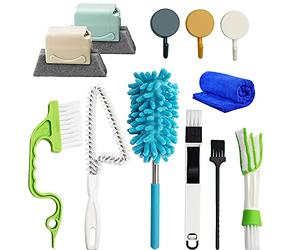 Window Groove Cleaning Brush Set Magic Gap Cleaning Tool Hand-held 12Pcs Professional Blinds Slot Cleaner Sliding Door Corner/Shutter/Curtain/Car Vents/Keyboard/Air Conditioner Microfiber Dust Remover