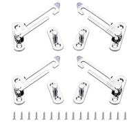 Window Handles for UPVC Windows, Window Locks Child Safety, 4 pcs 304 Stainless Steel Window Restrictors for UPVC, Chrome Security Window Latches, Security Locks with Screws, Left & Right Hand Design