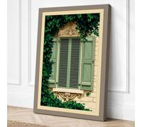 Window in Ivy Vintage Canvas Wall Art Print 24x16 Inch | Ready to Hang, Gallery Wrapped, Fade-Resistant Inks, Securely Packaged, UK Made