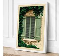 Window in Ivy Vintage Canvas Wall Art Print 24x16 Inch | Ready to Hang, Gallery Wrapped, Fade-Resistant Inks, Securely Packaged, UK Made