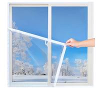 Window Insulation Film 50x90cm Thicken EVA Plastic Transparent Film with Hook & Loop Tape Reusable Window Thermal Film for Winter Keep Cold Out - White