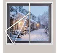 Window Insulation Film 93 x 75 cm Transparent Windproof Heat Blocker Easy No Drill Installation for Doors and Windows, Windproof, Silent, White