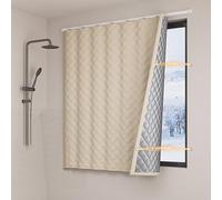 Window Insulation Film for Winter Thermal Insulation Window Cover Reusable Window wrap fits Windows Air Conditioner Heater Room with Slide Rails, Keeps Cold and Heat Out (Beige, 200 x 150 cm)