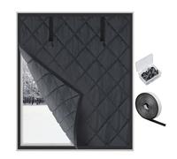 Window Insulation for Winter 39″×63″ 47''x 63''Oxford Cloth Thermal Insulated Window Cover with Buckles or Windows Blanket in Bedroom Attic RV(Black,80x90cm/32x35in)