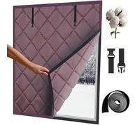 Window Insulation for Winter, Thermal Window Curtain Insulated, Heavy Duty Windows Insulation Kit with Fastener Reusable for Home Attic Rv Keep Warm All Types of Windows(Brown,51x99cm)