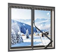 Window Insulation Keep Cold or Heat Out,Adjustable Clear Thickness Reusable Window wrap fits Smaller Windows Black W100cm,H80cm