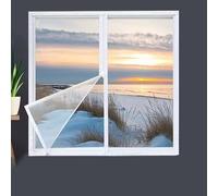 Window Insulation Kit 72 x 75 cm Transparent Windproof Window Cover Curtain Easy No Drill Installation for Home Living Room Bedroom Nursery, White