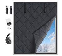 Window Insulation Kit for Winter 24" 35" 39" 47" Thermal Window Insulation Cover to Keep Warm Insulated Heavy Cotton Blackout Curtain Draft Stopper for Home Attic RV(Black,100x150cm/39x59in)