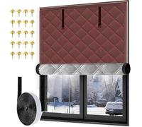 Window Insulation Kit for Winter, 40 60 80 100 120 140 160 180cm Thermal Insulation Window Cover for Keeping Warm, Winterizing Thermal Insulated Window Curtain in Home RV Basement(Brown,56x140cm)