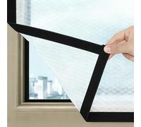 Window Insulation Kit for Winter, Heavy Duty Plastic Window Cover 0.5x1m 1.2x1.5m 1.6x1.6m Bubble Transparent Film 4mm Thickness, Easy to Open for Ventilation(Black,W109cm X H201cm)