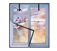 Window Insulation Kit Max 300 90 120 160 180cm, Thermal Window Insulation Cover for Winterizing, Transparent Thermal Seal Kit with Buckles Insulated Window Protection Film(85x120cm)