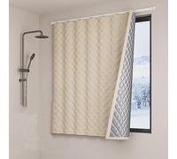 Window Insulation Kit Room Thermal Window Cover,3 Layer Thermal Windows Cover for Winter Easy Install Thermal Curtains with Slide Rails, Keeps Cold and Heat Out (Beige, 200 x 220 cm)