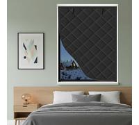 Window Insulation Kit, Thermal Insulated Window Cover with Fastener Reusable Thermal Window Curtain for RV Attic Oxford Cloth Cotton Windows Blanket to Keep Warm(Black,35x63in/89x160cm)