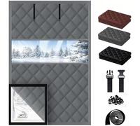 Window Insulation Kit Thermal Insulated Windows Cover 50 60 70 80 90 100 120cm 3-Layer Cotton with Oxford Cloth for Winter Bedroom RV Attic Curtain with Hook and Loop(Gray,95x135cm)