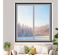 Window Insulation Kit Window Transparent Against Hot Indoor Shrink Film Keep Cold Out Storm Warm in Winter and Cool in Summer Draught Excluder Waterproof Dust Proof Black Border (150x220cm)