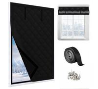 Window Insulation Kit Winter Insulated Window Covers Waterproof Windows Insulation for Winter Oxford Thermal Insulated Windows Blanket with Fastener for Patio Home(Black,20x55in/51x140cm)