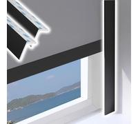 Window Light Blocker Strips, Customizable Roller Blind Edge Side Tracks for Works The Night Shift, 2 Pack PVC Curtain Gap Blackout Panels for Nursery Bedroom(2pcs Black,84inch)