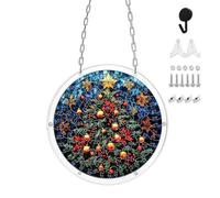 Window Light Catcher Puzzle Candy Tree Funny No Glue Christmas Crafts | Faux Stained Glass Tree Ornaments for Home Bedroom Living Room Office Wall Door Shelf Winter Party Holiday tree top star