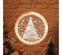 Window Lights for Christmas Battery Operated, LED Indoor Fairy Lights for Bedroom Warm White, Light Up Christmas Tree Lights Decor, Christmas Decorations Outdoor with Suckers (16cm, Xmas Tree)